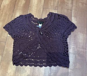 Mango crochet purple shrug