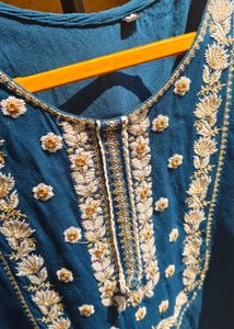 Embroidered Teal Kurti