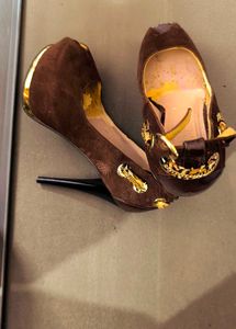 Designer Brown Suede Heels