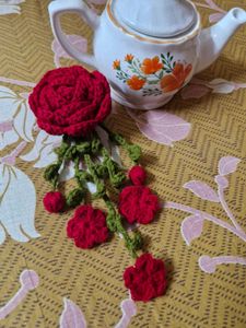 Crochet Rose Hair Clip 🌹