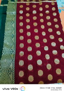 Elegant Maroon Saree with Gold Motifs