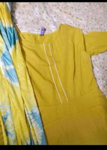 Combo Of Yellow and pink frock  &amp; Dupatta