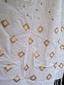 White & Gold Diamond Scarf