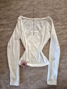 ⋆˚꩜｡white ribbed lace long sleeve top 🧸