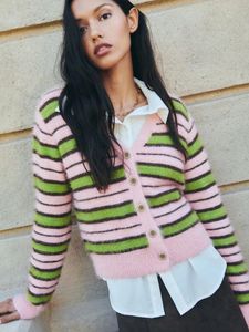 Multicoloured Striped Knit Cardigan