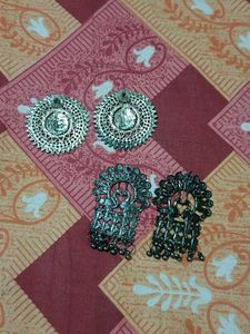 Oxidised Jhumka Earrings Set