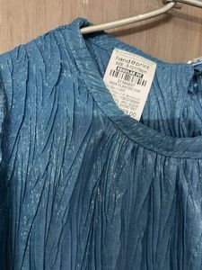 New designer Crushed Blue Puff Sleeve Top