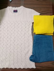 Pink Wollen Top With Free Jeans N T Shirt