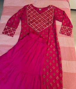 Pink Kurta With Long Skirt