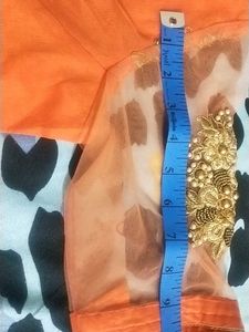 Navratri Gorgeous Orange &amp; Blue Embroidered