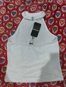 Shein Stylish White Halter Neck Top