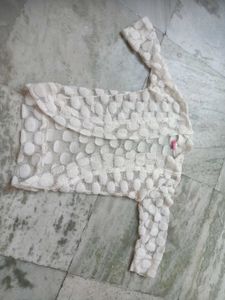White Polka Dot Net Blouse