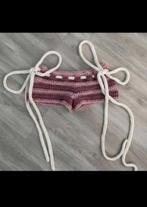 Crochet Striped High Waisted Shorts
