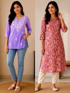 combo pack of chikenkari kurti