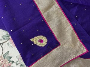 Elegant Purple Saree with Gold Border