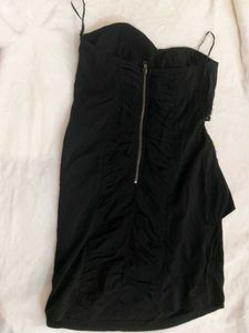 Black Embellished Strapless Dress