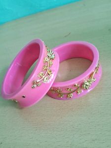 Pink &amp; Gold Bangles - Set of 2