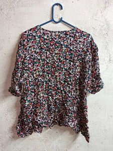 Floral Print Button-Up Blouse