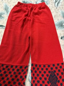 Red Patterned Knit kurti with pant