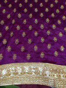 Elegant Maroon Embroidered Saree With Blouse