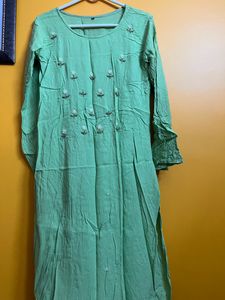 Green And White Sharara Set