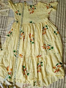 Elegant Cream Floral Print Gown