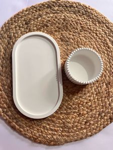 trinket Tray &amp; ribbed jar