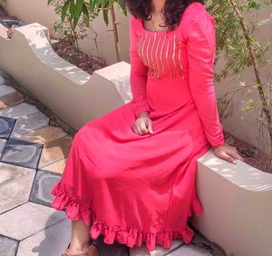 Elegant Pink Long Sleeve Dress