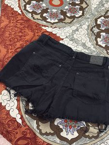 Black Ripped Denim Shorts
