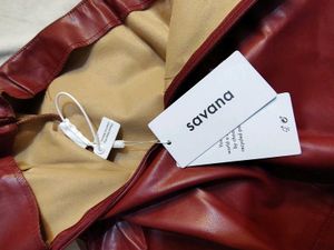 Savana Burgundy Faux Leather Skirt with Bow