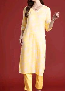 Yellow Printed Kurta Set