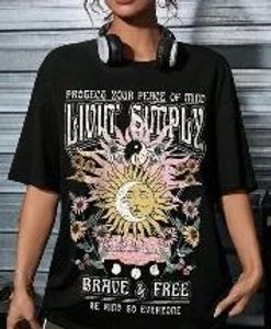 Boho Sun Moon Graphic T-Shirt
