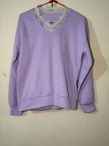 Lavender Lace Trim Pullover