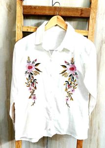 white Embroidery work cotton shirt size-36