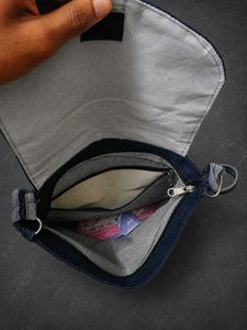 Embroidered Denim Sling Bag