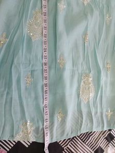 Sky Blue Chanderi Silk Kurta Set with Cutwork Dupa