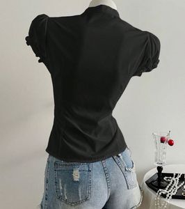 Chic Black Button-Up Blouse - S