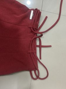 Flared Red Pants with Tie Detail