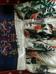 White Floral Skirt .Stiched Length 34