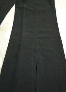 Wide Leg Slit Black Pants