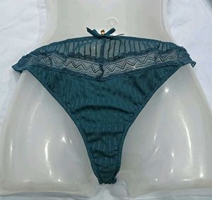 ⚛️ Teal Lace Trim Thong Panty