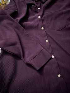 Brown &amp; purple Corduroy Button-Up Shirt