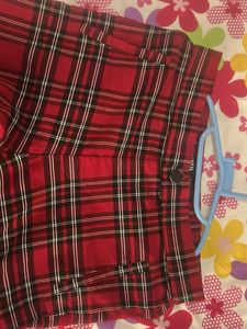 Zara Red Plaid Casual Pants