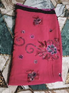 Beautiful Pink Embellished Saree