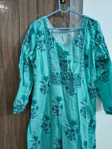 Cotton Sea Blue Kurta Set..