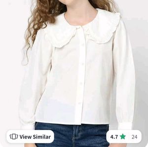 Cute White Ruffle Collar Shirt