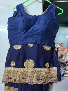 Elegant Navy Blue Embroidered Saree
