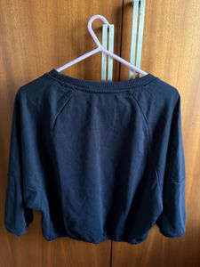 Black Embroidered Crewneck Sweatshirt