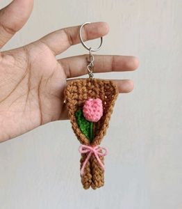 Crocheted Tulip Flower Bouquet Keychain
