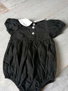 Cute Black Baby Romper with White Collar